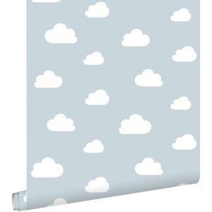 Estahome - papier peint petits nuages bleu ciel b&eacute;b&eacute;