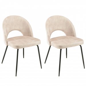 Macabane 2 Chaises en Velours Tom dossier ouvert beiges - 51x55x79 cm