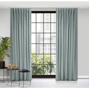 Eurofirany Madlen Rideau en Velours, avec Galon plissé, 1 pièce, Doux, élégant, Lisse, uni, Moderne, Classique, pour salon, Chambre à Coucher, 140 x 300 cm, argenté