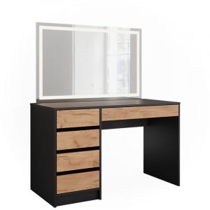 Coiffeuse Sherry, Anthracite/chêne doré, 120x75cm avec miroir LED, Vicco