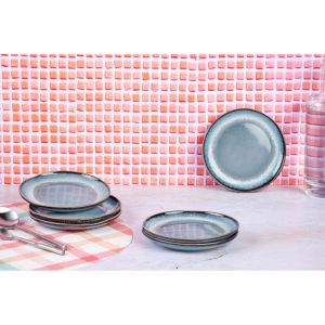 Lot de 6 assiettes à pain en grès bleu D16.5