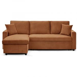 Intensedeco - Canapé d'angle convertible Rico velours côtelé Terracotta