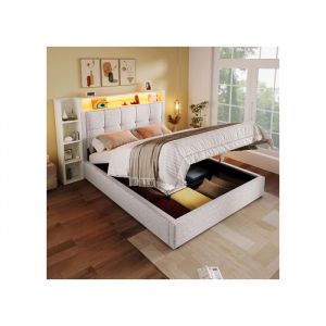 MODFU - Canap&eacute; 3 places avec 2 coussins, canap&eacute; de rangement pour salon et chambre, coton et lin, 175&times;129&times;90cm, gris clair