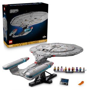 Lego Icons Star Trek: U.S.S. Enterprise NCC-1701-D - Set Adulte - Maquette & D&eacute;coration - 2 Mini-Navettes, Fonction S&eacute;paration & 9 Minifigurines Dont Jean-Luc Picard & William Riker - Cadeau 10356
