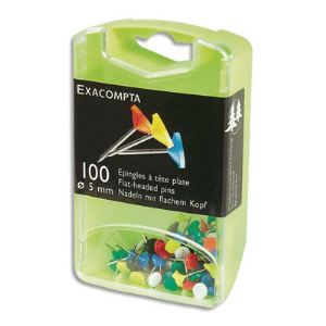 Image de Exacompta Boîte de 100 épingles à tête plate (5 mm)