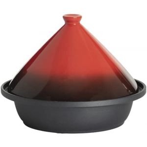 Tajine Induction et Vitro-céramique INOX Rouge et Noir dégradé 30,20 x 30,20 x 23 cm