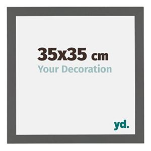 Image de Yd. - Your Decoration - 35x35 cm - Cadres Photo en mdf Avec Verre acrylique - Anti-Reflet - Excellente Qualité - Anthracite - Cadre Decoration Murale