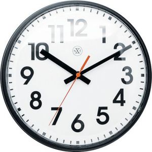 Nextime NXt N*XT Horloge Murale - 26cm Ø - Plastique - Noir - 'Peter'