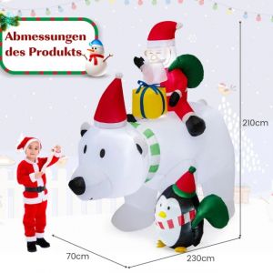 Costway D&eacute;coration de No&euml;l gonflable - LED et accessoires inclus - 230 x 70 x 210 cm - Multicolore