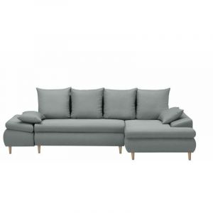 Image de Canap&eacute; d'Angle NALA Convertible avec Coffre en Tissu Angle Droit, Bleu c&eacute;ladon Bleu c&eacute;ladon