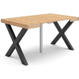 Table console extensible, Console meuble, 140, Pour 6 personnes, Pieds bois massif, Style moderne, Chêne - Skraut Home