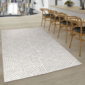 Paco Home - Tapis Ext&eacute;rieur R&eacute;sistant Intemp&eacute;ries Balcon Cuisine Moderne Scandin. Ray&eacute; Gris 80x150 cm