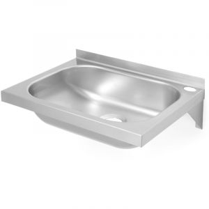 Image de Hendi Lavabo, montage mural, bec verseur, dimensions intérieures : 350 x 250 x 100 mm, drain : ø52 mm, ouverture pour robinets : ø35 mm, 400 x 295 x (H)145 mm, acier inoxydable