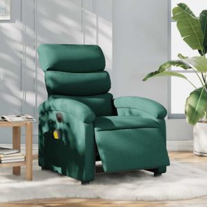 VidaXL Fauteuil de massage, relaxation électrique réglable tissu vert foncé