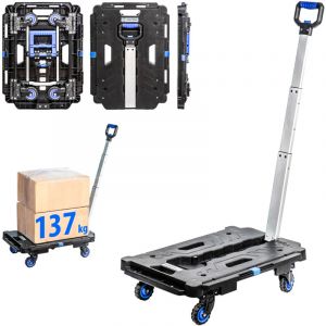 HOSTRÖM Chariot à roulettes, Chariot de rangement pliable, Demenagement, Transport matériau, Poignée télescopique, Charge max. 137kg, Garantie 5 ans