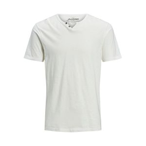 Jack & Jones JJESPLIT Neck Tee SS Noos T-Shirt, Cloud Dancer, S Homme