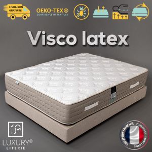 Matelas 140x190 cm, hauteur 28cm, visco latex, ressorts ensac s, mémoire de forme, latex, indépendance du couchage, réversible, orthopédique Blanc