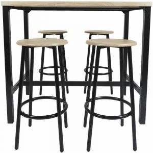 The home deco factory Ensemble mange debout et 4 tabourets Kalo - Marron et noir - Kalo