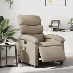 VidaXL Fauteuil de Massage Inclinable &Eacute;lectrique, Chaise de Relaxation avec Dossier et Repose-pied R&eacute;glables, Si&egrave;ge de Salon, Moderne, Cappuccino Similicuir