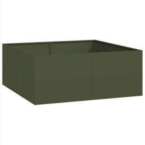VidaXL Jardinière vert olive 100x100x40 cm acier