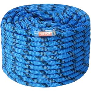 VEVOR Corde d'escalade Statique 12,7 mm 38 m, Corde de S&eacute;curit&eacute; Ext&eacute;rieure Tension de Rupture de 32 KN, en Fibre Robuste, pour &Eacute;vasion, Descente en Rappel, pour Sauvetage Incendie, Bleu