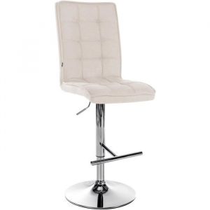 CLP Tabouret de bar en tissu &agrave; la cr&egrave;me, chrom