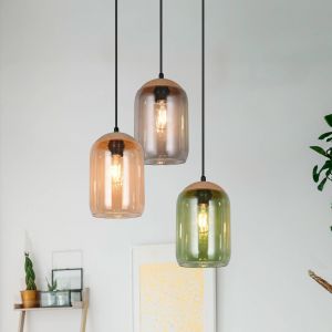 Trio Lighting - Suspension cork 3xe27 max 10w green amber and smoke - 364630317