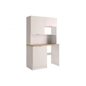 Vente-unique - Meuble multifonction kitchenette et buanderie - Avec plan de travail 120 cm - Beige et naturel - carmeo