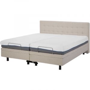 Beliani Lit 180 x 200 cm ajustable en tissu beige DUKE