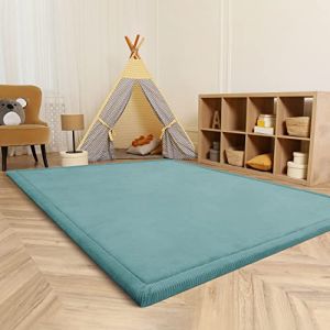 Paco Home Tapis Chambre Enfant Bebe Fille Garcon Moelleux Antidérapant Moderne, Dimension:120 cm Rond, Couleur:Bleu