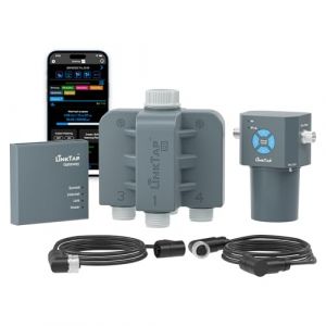 LinkTap Q1 Programmateur d'arrosage Intelligent et Gateway, 4 Zones distinctes, 4 débitmètres intégrés, équivaut à 4 G2S