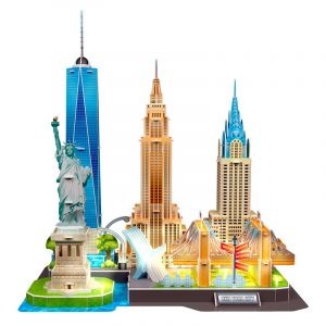 Dam Puzzle 3d en carton de la ville de new york avec des lumières led. 101 pièces.