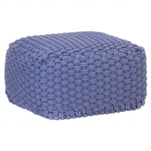 Image de VidaXL Pouf tricoté à la main Bleu 50x50x30 cm Coton