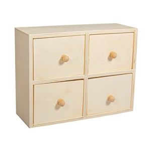 Rayher Commode en bois FSC Mix Credit, 15x20x7cm, 4 tiroirs