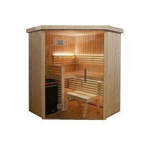 Harvia Cabine de sauna d'angle 163,5 x 163,5 x 202 cm 2 ou 3 personnes poêle à sauna fournis