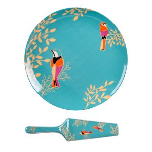Table passion Plat à tarte 31 cm + pelle Paraiso - Bleu - Porcelaine