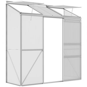 Outsunny Serre adossée de jardin - 2 lucarnes, 2 portes coulissantes - 190 x 70 x 200 cm - alu polycarbonate transparent