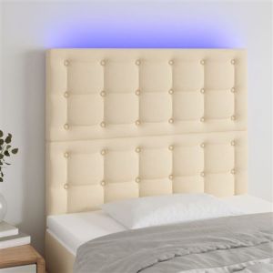 VidaXL T&ecirc;te de lit &agrave; led Cr&egrave;me 100x5x118/128 cm Tissu