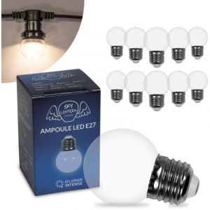 SkyLantern Lot de 10 Ampoules Led Transparentes conçues pour Guirlande Guinguette IP65 1,5W - Ampoule Led E27 Transparentes - Ampoule 5cm pour Guirlande