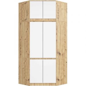 Armoire d'angle avec surmeuble Akord S100 Chêne Artisan 100 cm 6 portes façade Blanche 100x50x235 cm