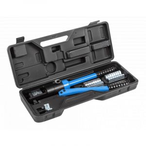 H&Ouml;GERT TECHNIK Presse &agrave; c&acirc;bles hydraulique, 16 &agrave; 300 mm&sup2;, force de serrage de 10 tonnes, kit d'inserts de sertissage (11 tailles), pour c&acirc;bles en cuivre et aluminium, t&ecirc;te rotative, mallette