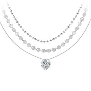 Collier coeur par So Charm orn&eacute;e de cristaux Swarovski BS4410-CRYS-SN016+B2392-ARGENT+B2385-ARGENT
