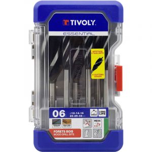 Tivoly Coffret de m&egrave;ches &agrave; bois - 4 taillants - 12-32 mm - 6 pi&egrave;ces