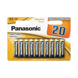 Panasonic Alkaline Power, AA Piles alcalines, Lot de 20, Mignon, LR6, 1.5V, Protection Anti-Fuite, 7 Annees en Stock, pour télécommandes, balances, horloges, énergie Durable et fiable
