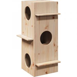 VidaXL Maison pour chat 43x43x90 cm bois de pin massif
