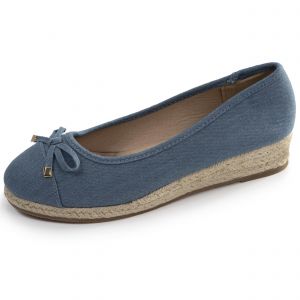 Isotoner Ballerines Femme corde talon compensé Bleu