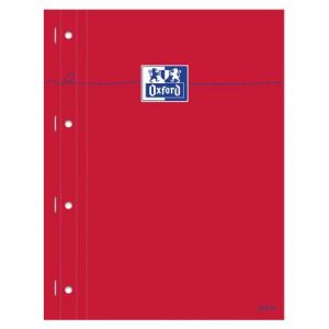 Image de Oxford 400033541 - Bloc Rouge agrafé A4+ 160p./80 feuilles perforées 80g/m², Séyès encadré