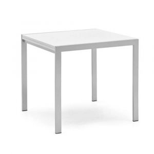 Image de Inside75 Table repas extensible ALADIN blanche avec piétement en acier satiné