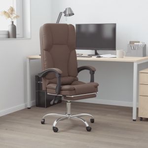 VidaXL Fauteuil de massage inclinable de bureau Marron Similicuir Marron
