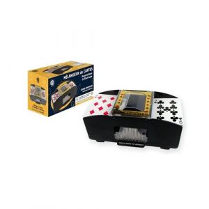 MGM GAMES - Boitier Mélangeur de Carte - Noir - 140021 - Jeu De Cartes - Plastique - Automatique et Electrique - Cartes à Jouer - Jeux de Société - Piles Non Incluses - Poker - 20 cm x 9 cm